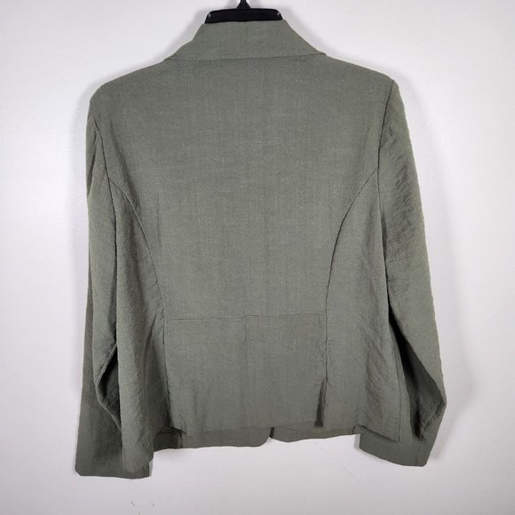 Chicos Jacket Womens 1 Medium Army Olive Green Stretch Lightweight Blazer - Picture 6 of 12